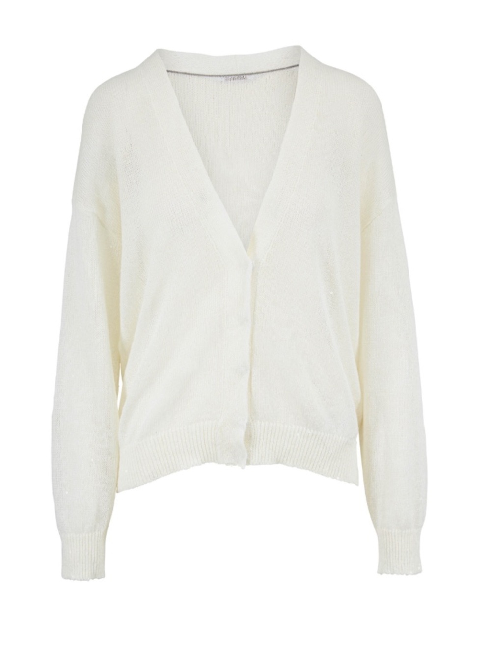 NWT 🌟BRUNELLO CUCINELLI🌟 V NECK LINEN SILK SEQUIN CARIDGAN IVORY SZ M